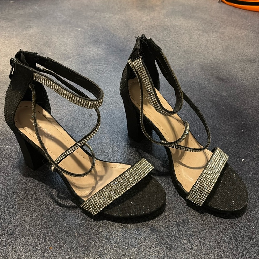 Black sparkly glitter party heels. Only worn once.
